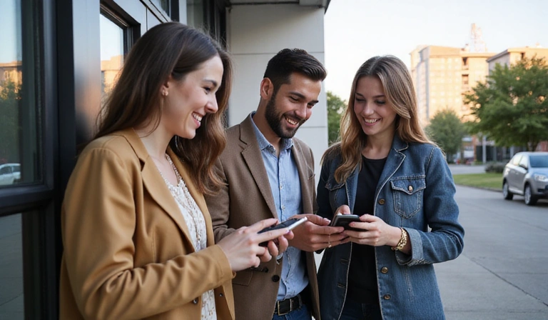 People using mobile phones to top up credit easily