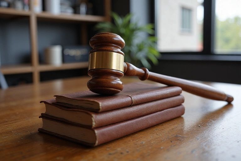 Gavel and law books on a wooden desk, symbolizing legal terms and conditions